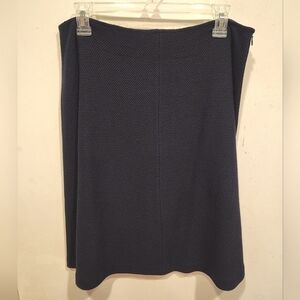 St. John Caviar Women's Flared Navy Blue Knit Midi Skirt Sz 10-Career Minimalist